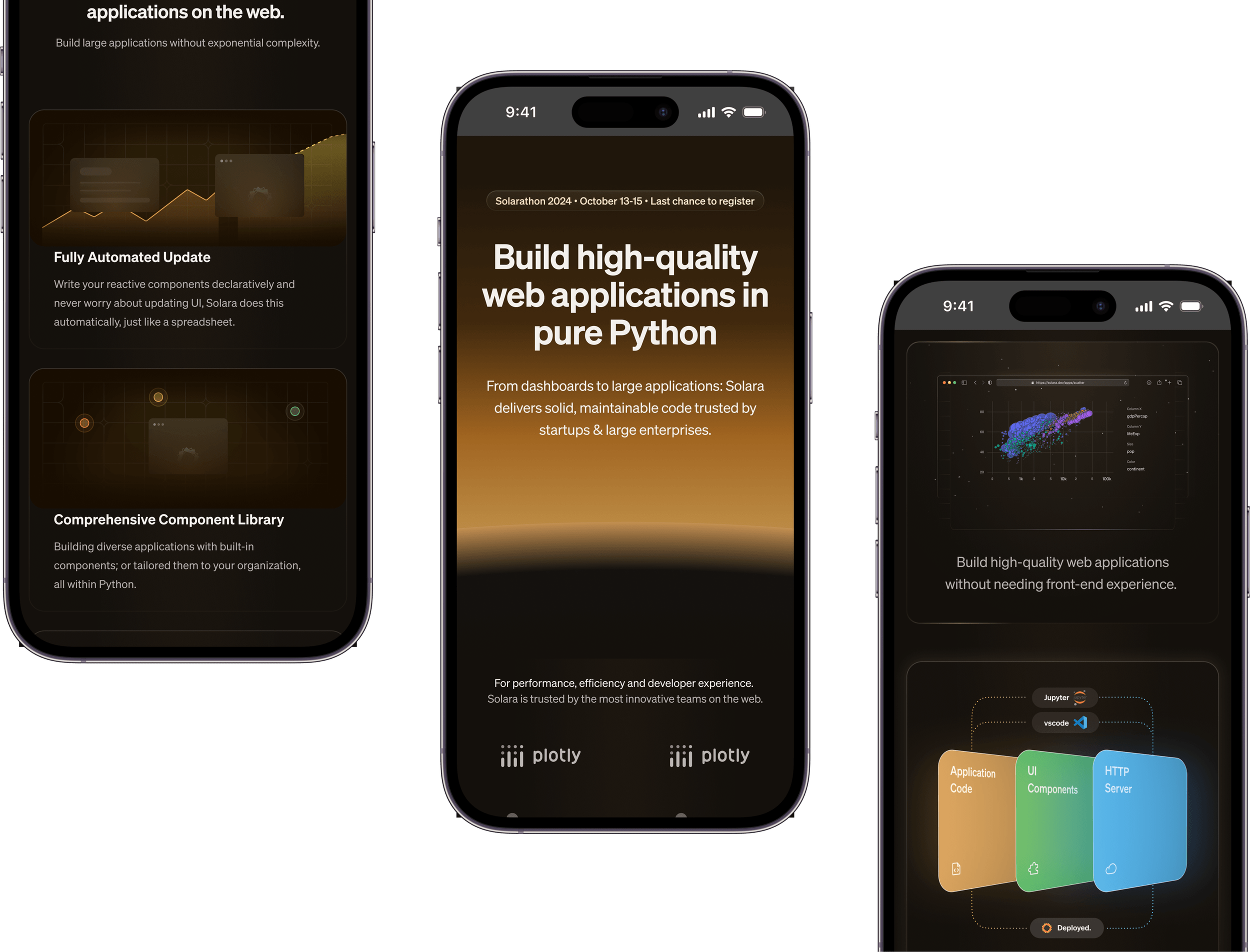 Mobile homepage — hero, feature cards, and architecture diagram recomposed for a phone viewport